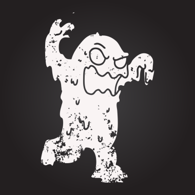 blackboard chalk drawing cartoon slime monster drawn by a human