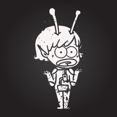 Tahta tebeşir karikatürü bir insan tarafından çizilen uzaylı kızı şok etti