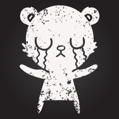 Tahta tebeşirle ağlayan çizgi film ayısı bir insan tarafından çizilmiş.