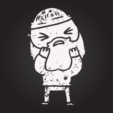 Bir insan tarafından çizilmiş sakallı karikatür adam.