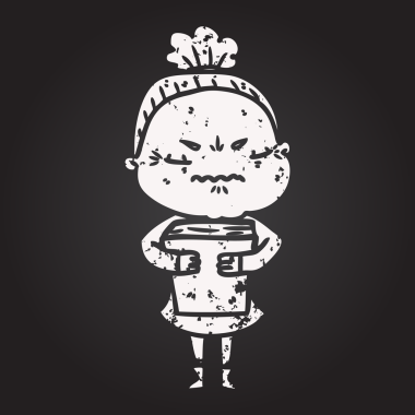 Tahta tebeşir karikatürü bir insan tarafından çizilmiş yaşlı bir kadın tarafından rahatsız edildi.