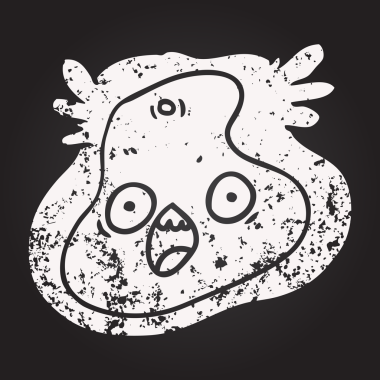 Bir insan tarafından çizilmiş kara tahta karikatür mikrobu.