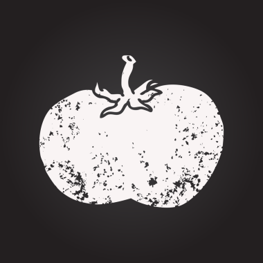 Bir insan tarafından çizilmiş karatahta karikatür domatesi