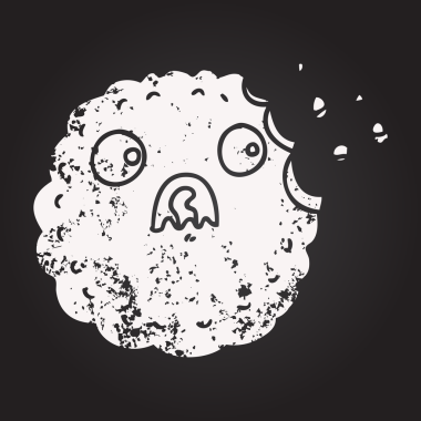 Karatahta tebeşirle korkutulmuş kurabiye çizgi filmi