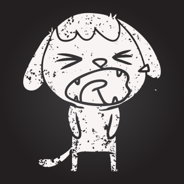 Bir insan tarafından çizilmiş kara tahta tebeşirle çizilmiş şirin bir köpek.