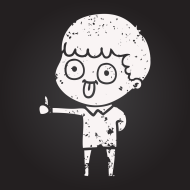 Bir insan tarafından çizilmiş kara tahta tebeşir karikatür adam.