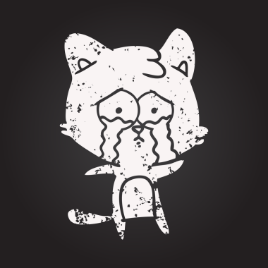 Bir insan tarafından çizilmiş kara tahta tebeşir çizgi film kedisi.