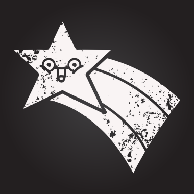 Karatahta bir insan tarafından çizilmiş gökkuşağı yıldızının karikatürü.