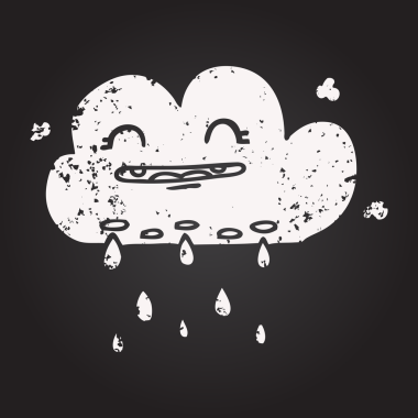 Karatahta tebeşiri bir insan tarafından çizilmiş yağmur bulutu çiziyor