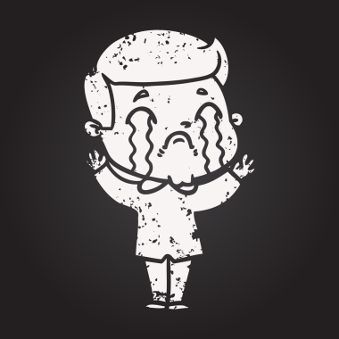 Karatahta tebeşirci bir insan tarafından çizilmiş ağlayan adam.