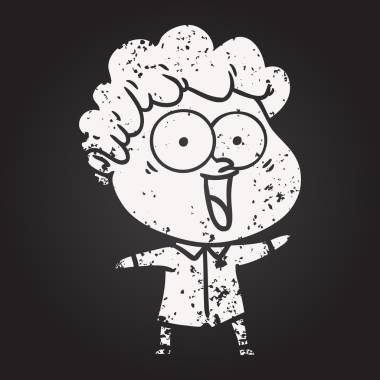 Karatahta tebeşir çizgi filmi bir insan tarafından çizilmiş mutlu adam