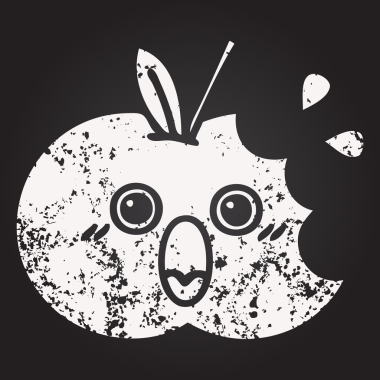 Bir insan tarafından çizilmiş kırmızı bir elmanın karikatürü.