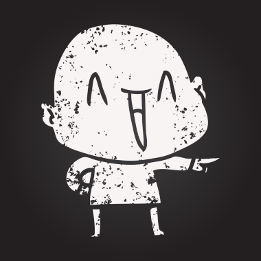 Kara tahta tebeşir mutlu çizgi film kel adam bir insan tarafından çizilmiş