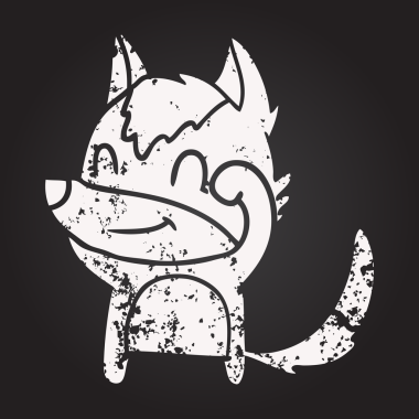 Bir insan tarafından çizilmiş kara tahta dostu çizgi film kurdu.