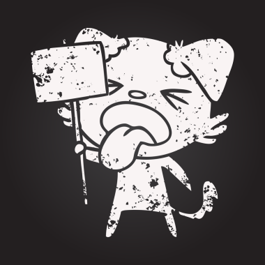 Karatahta tebeşiri bir insan tarafından çizilmiş iğrenç bir köpek.