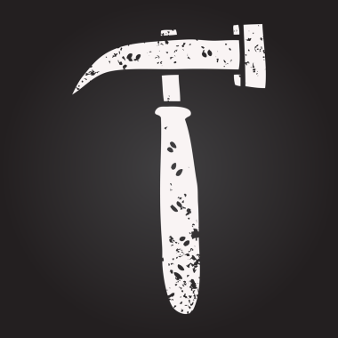 Tahta tebeşir, bir insan tarafından çizilmiş karikatür çekiç.