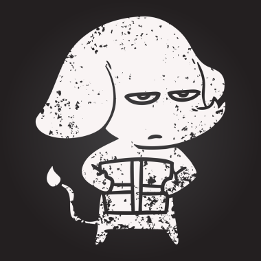 Karatahta tebeşiri bir insan tarafından çizilmiş karikatür fili.