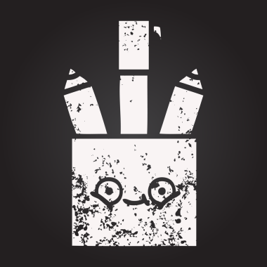 Tahta tebeşir, bir insan tarafından çizilmiş bir kalem tenceresinin karikatürü.