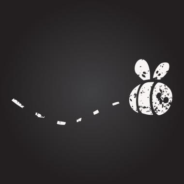 Bir insan tarafından çizilmiş kara tahta tebeşirle siyah beyaz çizgi film arısı.