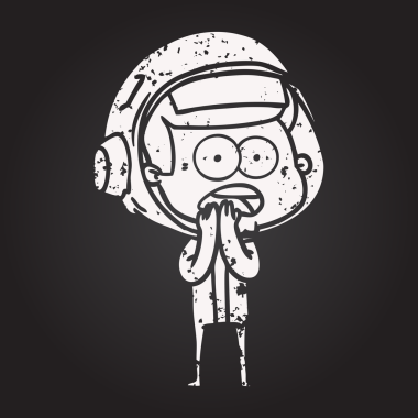 Tahta tebeşir karikatürü bir insan tarafından çizilen astronotu şaşırttı