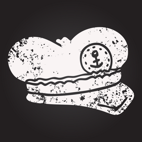 Bir insan tarafından çizilmiş kara tahta tebeşirli denizci şapkası.