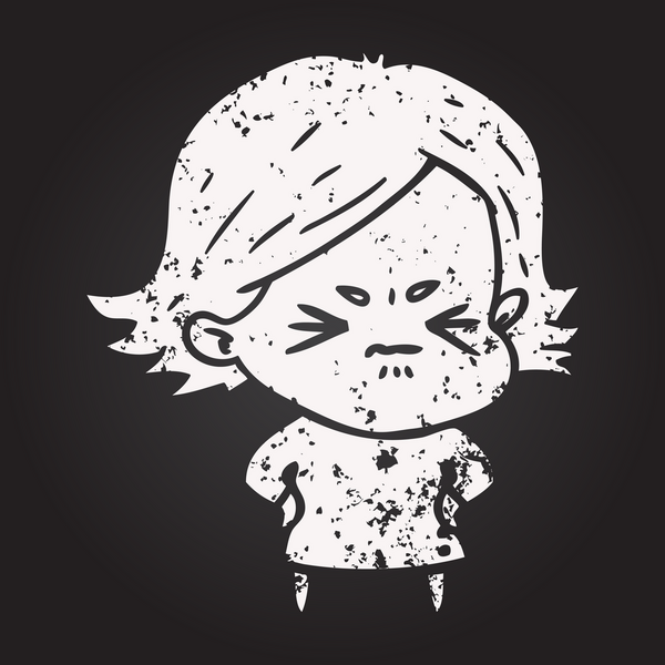 Bir insan tarafından çizilmiş karatahta karikatür kızgın kız