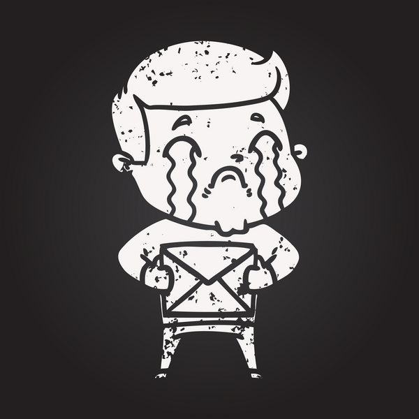 Karatahta tebeşirci bir insan tarafından çizilmiş ağlayan adam.