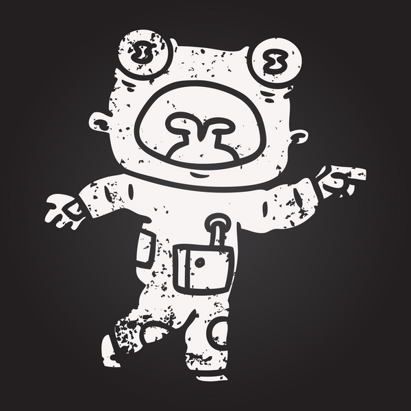 Tahta tebeşir karikatürü. Bir insan tarafından çizilmiş garip uzaylı iletişimi.