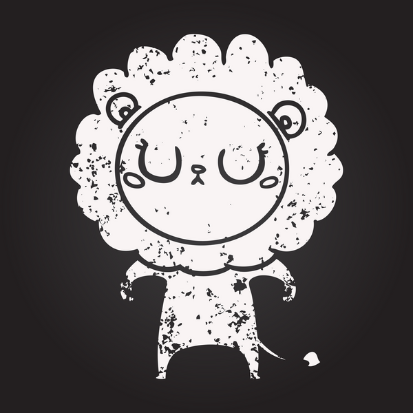 Bir insan tarafından çizilmiş kara tahta tebeşir karikatür aslanı