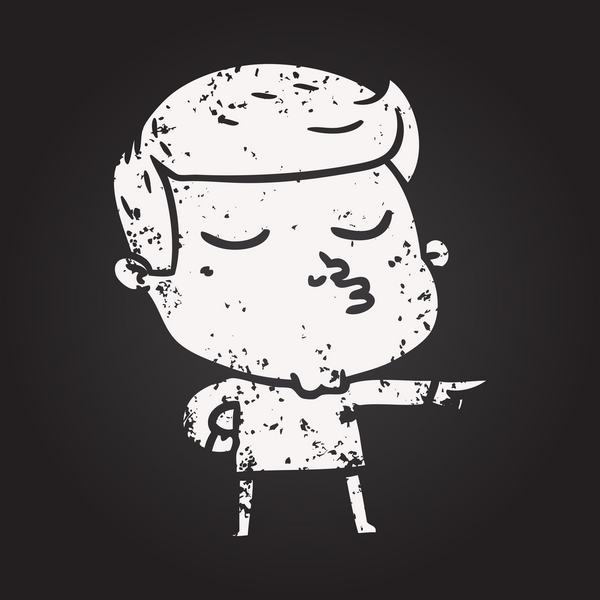 Karatahta tebeşir karikatür mankeni bir insan tarafından çizilmiş.