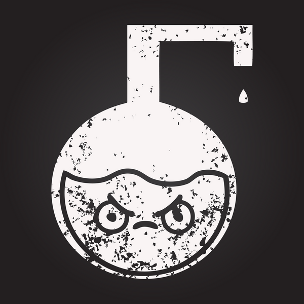 Tahta tebeşir, bir insan tarafından çizilmiş bir bilim deneyinin karikatürü.