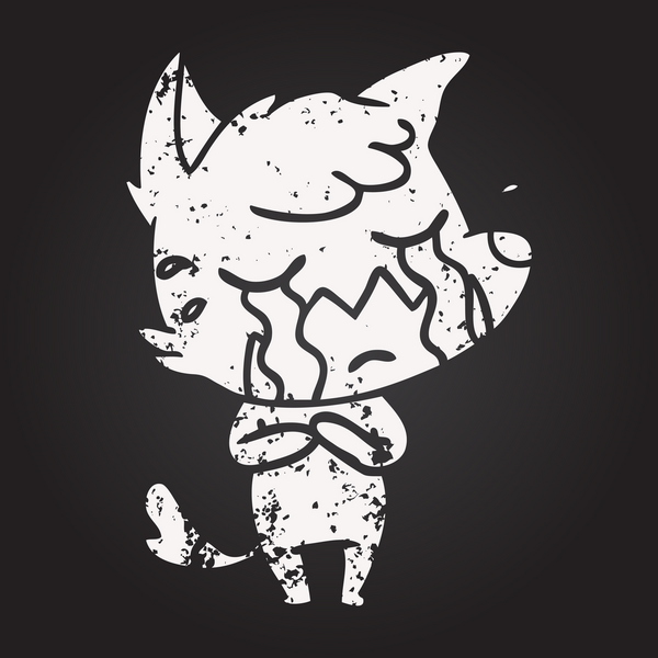 Bir insan tarafından çizilmiş karatahta ağlayan tilki çizgi filmi.