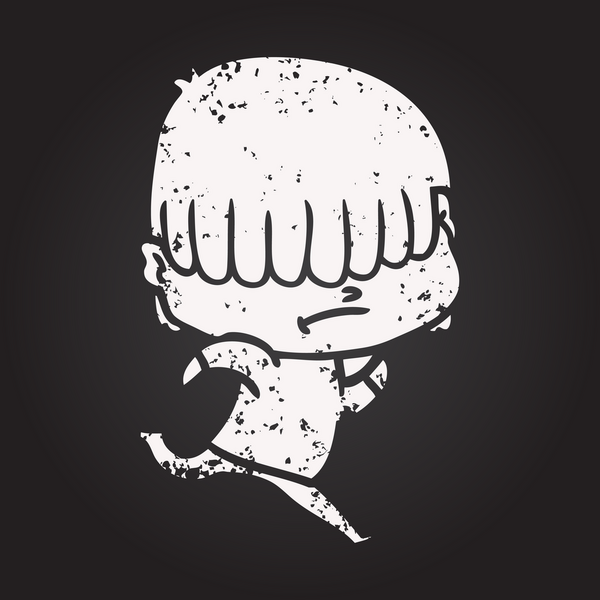 Bir insan tarafından çizilmiş dağınık saçlı karikatür çocuk.