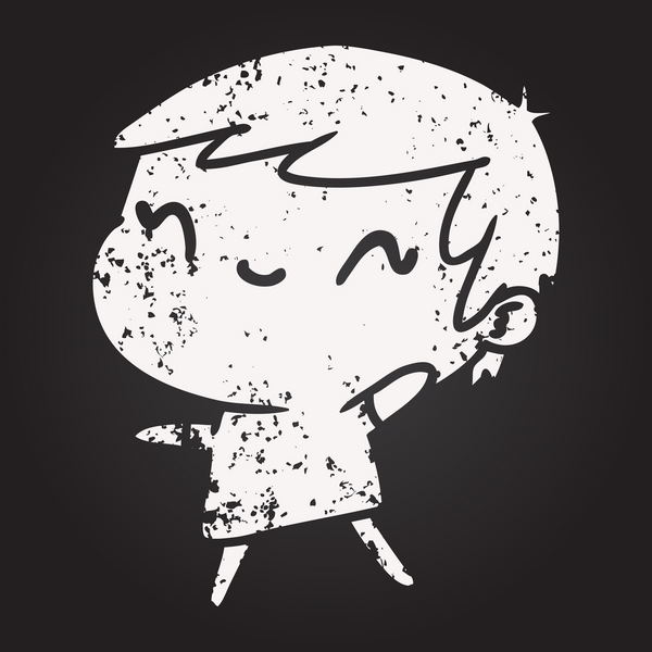 Tahta tebeşir, bir insan tarafından çizilmiş sevimli bir kawai kızı çiziyor.