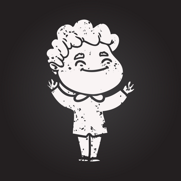 Karatahta tebeşiri bir insan tarafından çizilmiş dost canlısı bir adam.