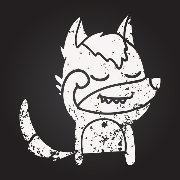 Karatahta tebeşiri bir insan tarafından çizilmiş yorgun çizgi film kurdu.