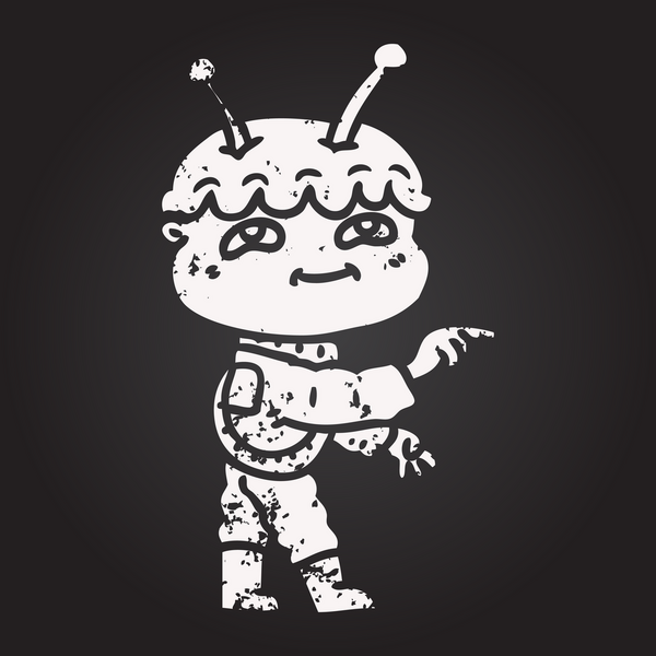 Kara tahta dostu çizgi film uzay adamı bir insan tarafından çizilmiş.