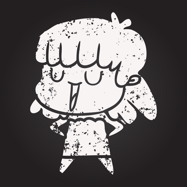 Karatahta tebeşirli kadın bir insan tarafından çizilmiş gülüyor.