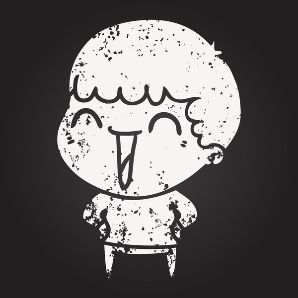 Karatahta tebeşir çizgi filmi bir insan tarafından çizilmiş mutlu adam