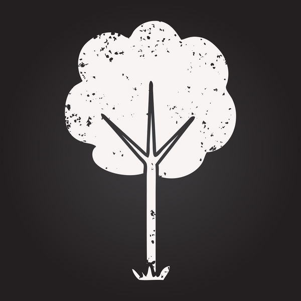 Karatahta tebeşiri bir insan tarafından çizilmiş tuhaf çizgi film ağacı.