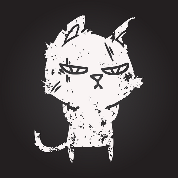 Tahta tebeşir sert çizgi film kedisi Bir insan tarafından çizilmiş