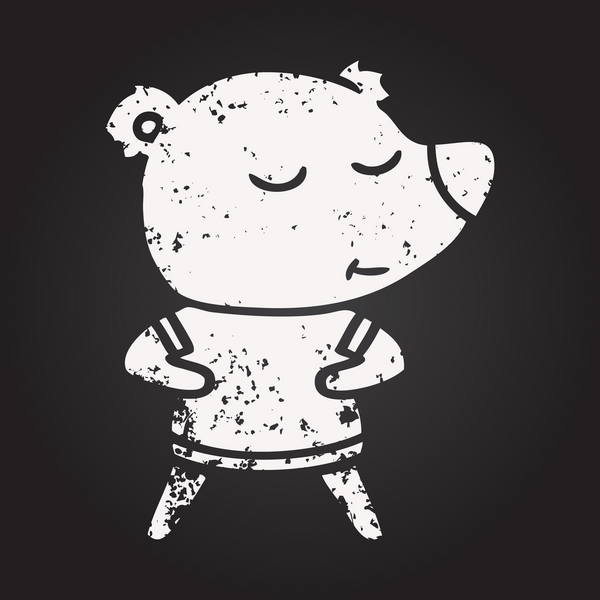 Karatahta tebeşir mutlu kutup ayısı bir insan tarafından çizilmiş.