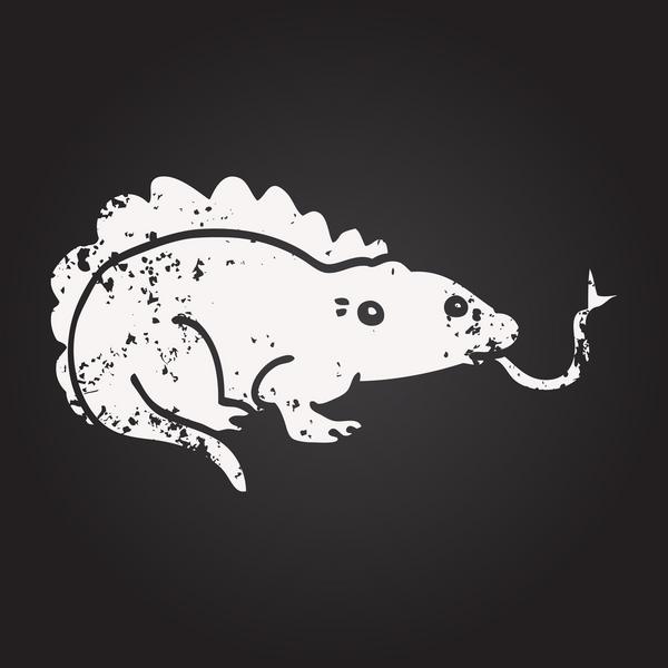 Bir insan tarafından çizilmiş kara tahta tebeşir çizgi film kertenkelesi