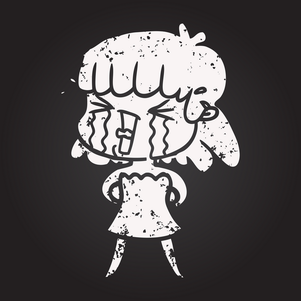 Bir insan tarafından çizilmiş kara tahta tebeşir karikatür kadın.