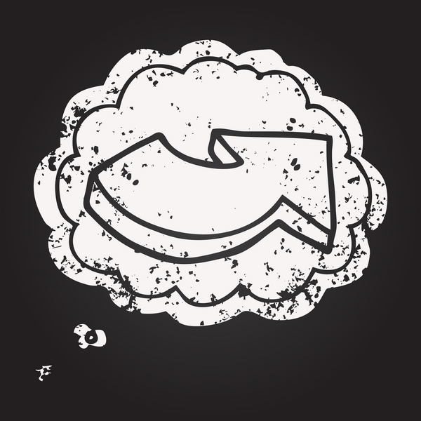 Tahta tebeşirle çizilmiş düşünce balonu çizgi filmi bir insan tarafından çizilmiş oku işaret ediyor.