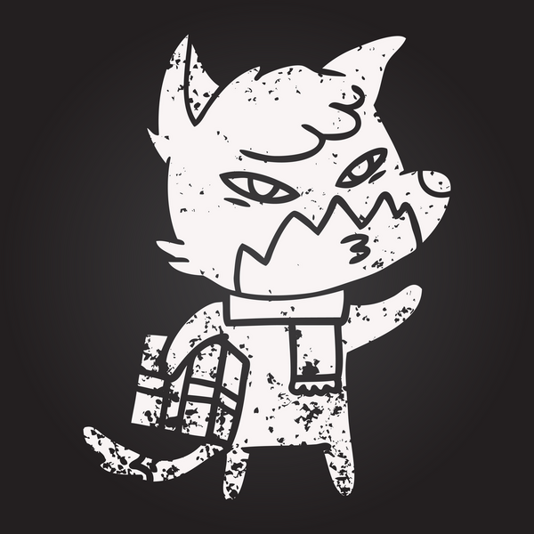 Kara tahta tebeşir. Bir insan tarafından çizilmiş akıllı çizgi film tilkisi.