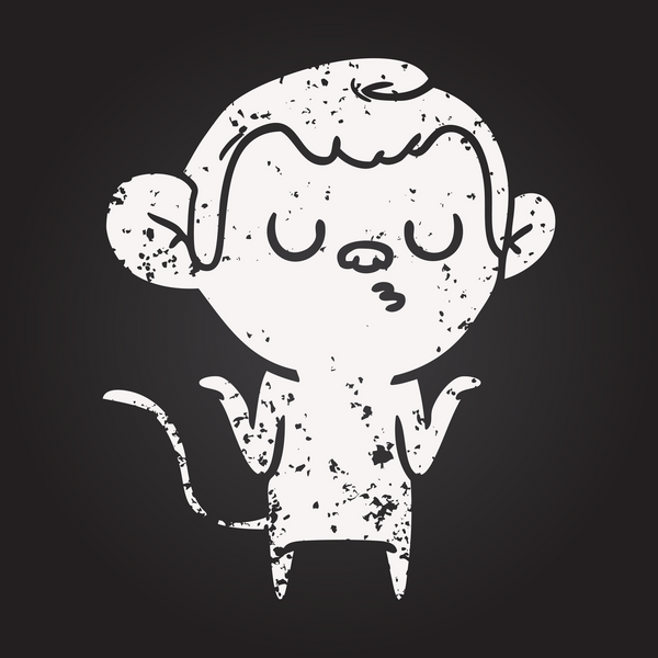 Bir insan tarafından çizilmiş kara tahta tebeşir çizgi film maymunu