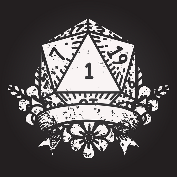 Kara tahta tebeşiri Siyah ve Beyaz Dövme çizim biçimi Doğal bir D20 zar bir insan tarafından çizildi