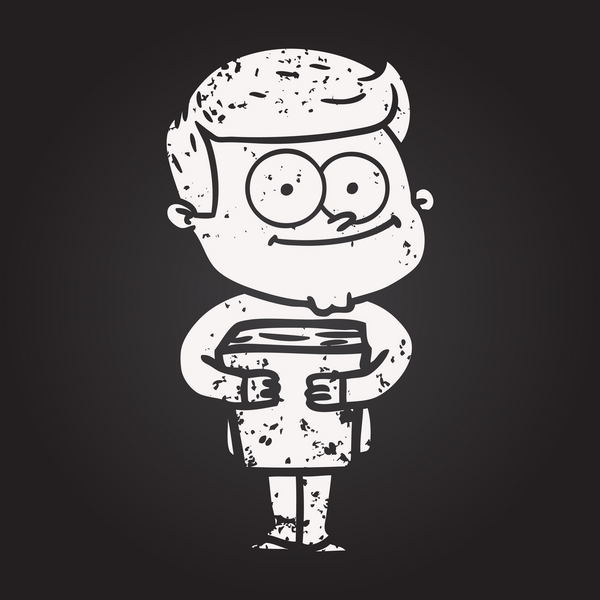 Karatahta tebeşir çizgi filmi bir insan tarafından çizilmiş mutlu adam