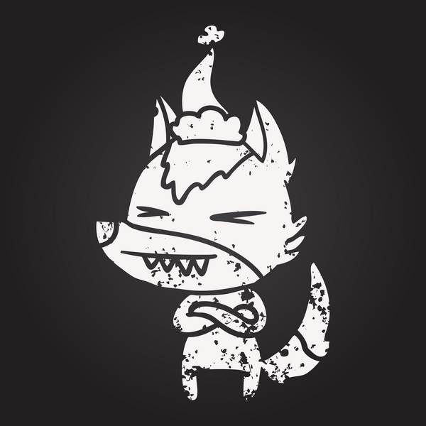 Karatahta tebeşirle kızgın kurt eli bir insan tarafından çizilmiş Noel Baba şapkası.